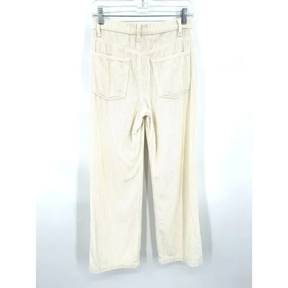 REFORMATION Ivory Ribbed Corduroy Wide Leg High Rise Button Fly Austin Pants 25 - Picture 3 of 9